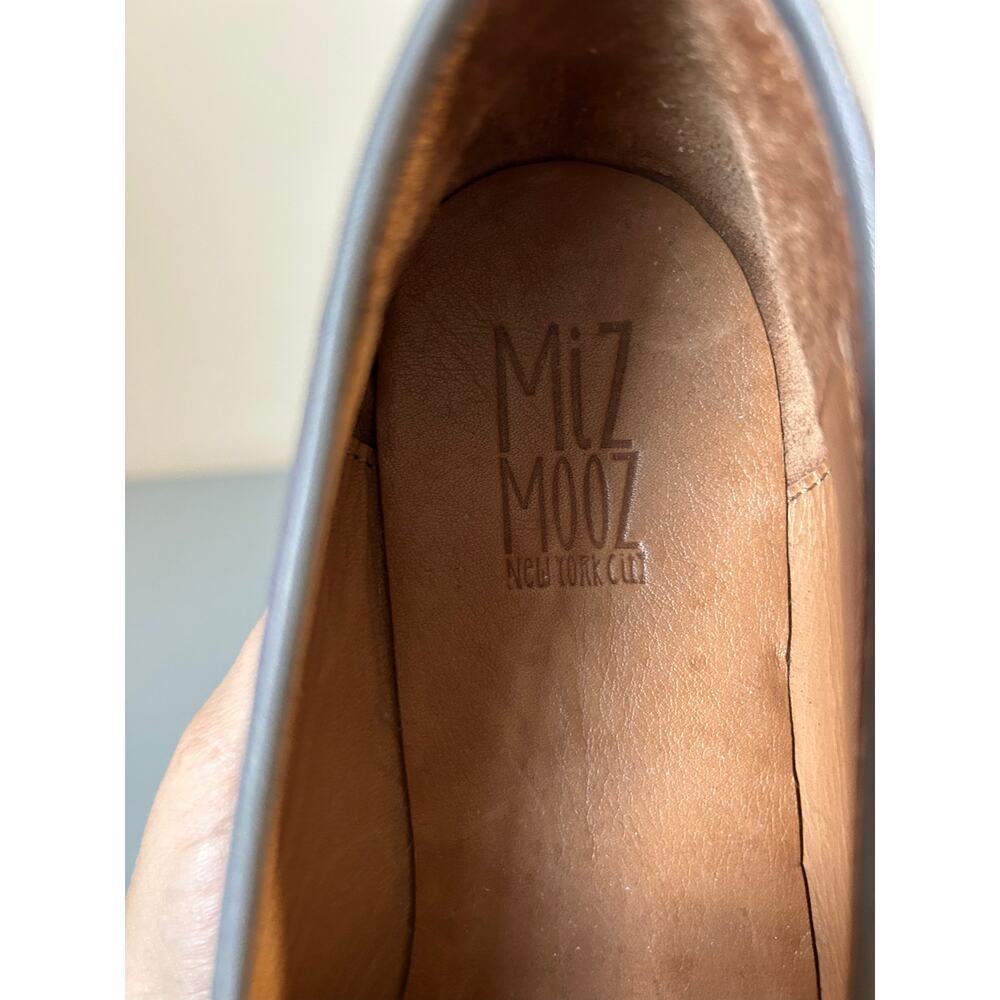 Miz Mooz grey leather loafers womens 8.5 (39) like new gold buckle - Picture 5 of 8